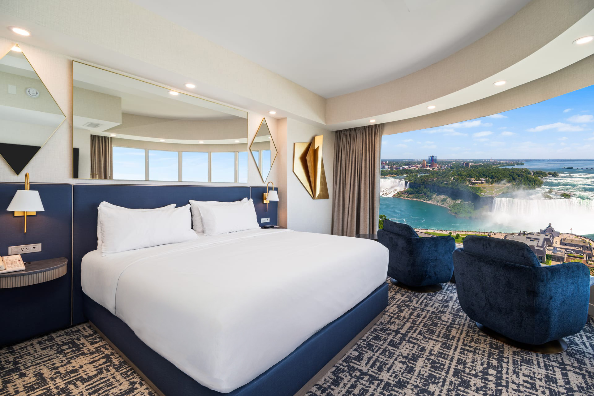 A panarama view of the Fallsview Casino and the Canadian Horseshoe Falls.